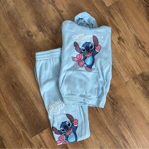 Disney Light Blue Stitch Women’s Hoodie and Joggers Set